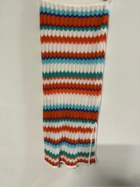 Bebe Chevron Knit Maxi Skirt Multicolor Zigzag Pattern